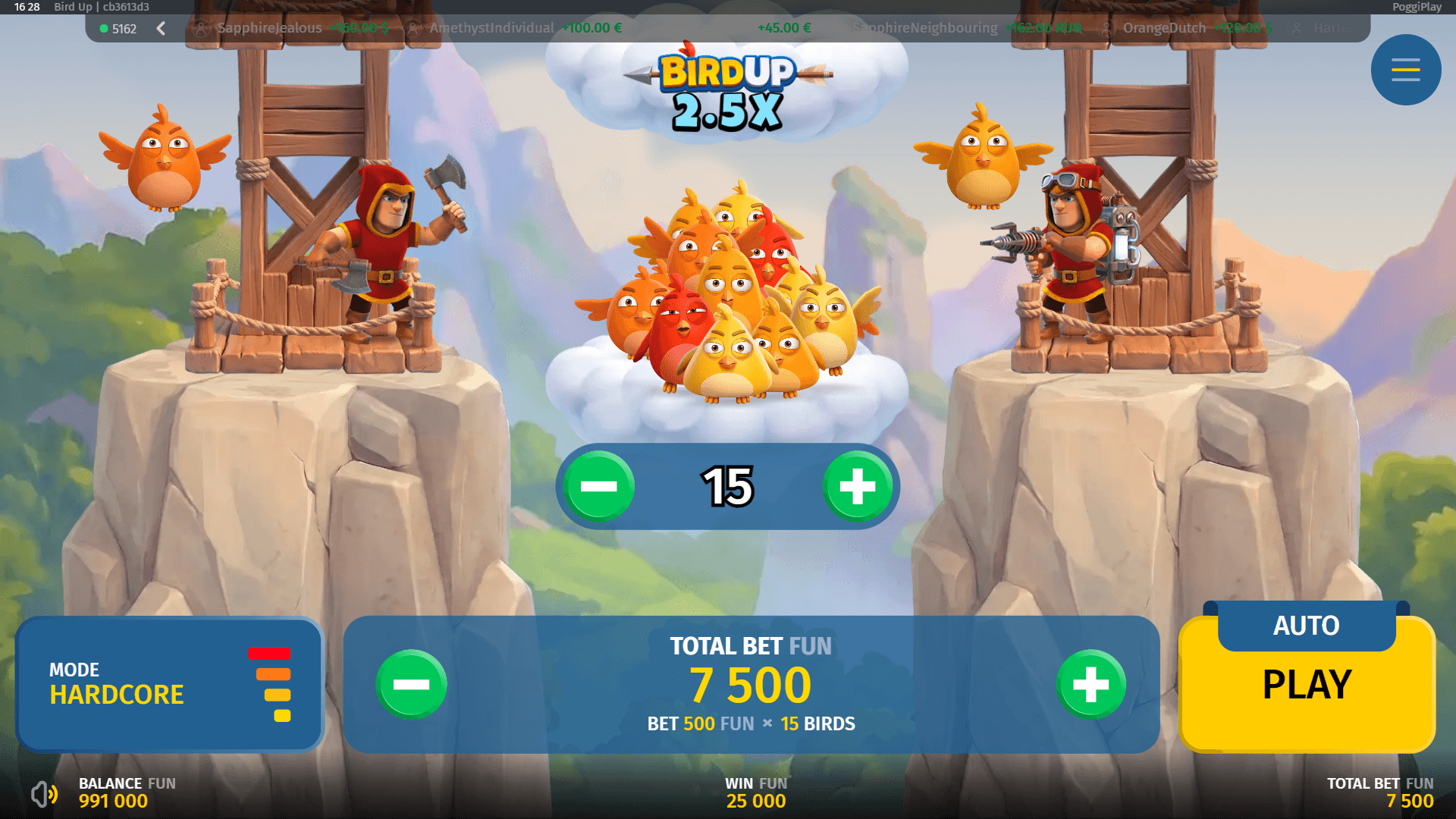 Up to 20 birds